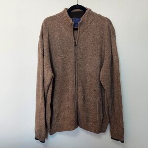 Pendleton Men's Tan Zip-Up Sweater 100% Shetland Wool Size XL